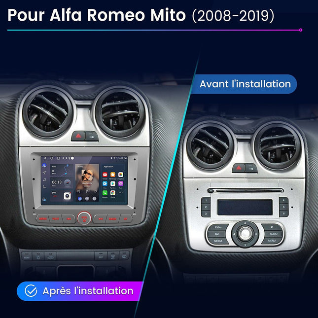 Autoradio connecté JUNSUN pour Alfa Romeo Mito 2008-19 Carplay