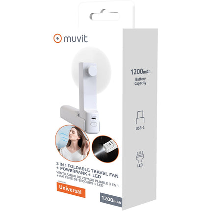 Batterie externe MUVIT Ventilateur Powerbank 3 en 1 blanc