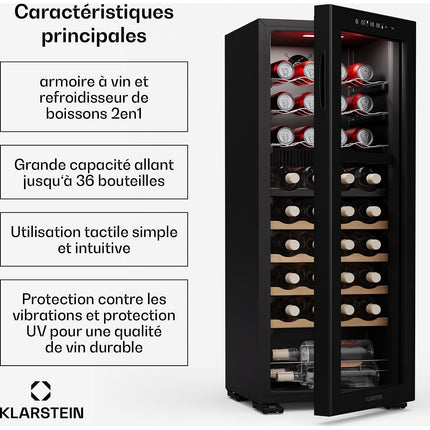 Cave à vin de service KLARSTEIN Bovella 36 Duo+ 36 bouteilles