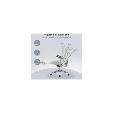 Fauteuil ergonomique SIHOO C300L JT chaise ergonomique blanc