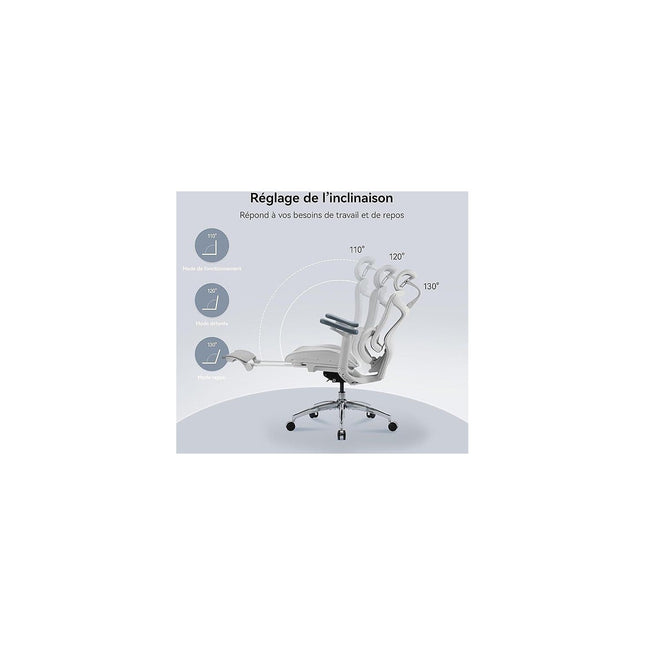 Fauteuil ergonomique SIHOO C300L JT chaise ergonomique blanc