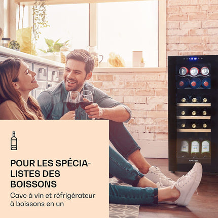 Cave à vin polyvalente KLARSTEIN Bovella 18 Duo+ 50L 18bt Verre