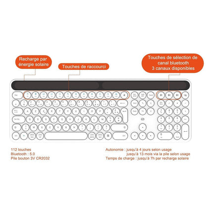Clavier sans fil ESSENTIELB Solaire SKW Blanc
