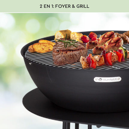 Brasero BLUMFELDT Nantai 3en1 grill & table Ø66cm bambou