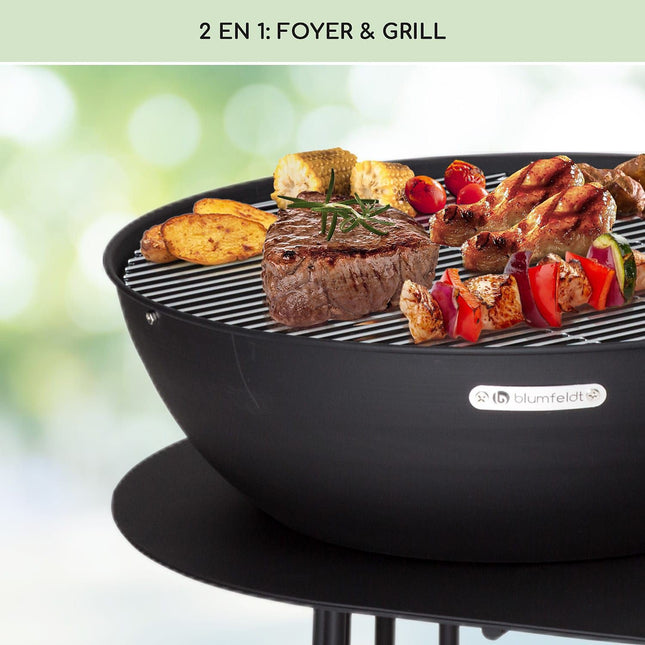 Brasero BLUMFELDT Nantai 3en1 grill & table Ø66cm bambou