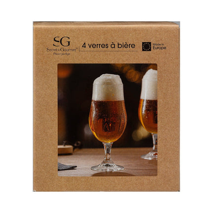 Verre SECRET DE GOURMET 4 verres à bière sur pied 25cl