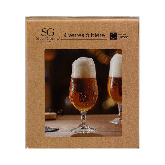 Verre SECRET DE GOURMET 4 verres à bière sur pied 25cl