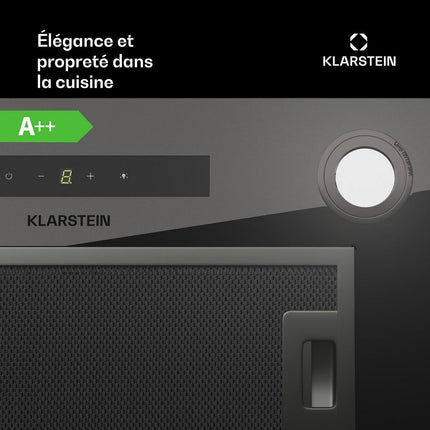 Hotte encastrable KLARSTEIN Paolo 52cm 439 m³/h LED Tactile A++ Noir