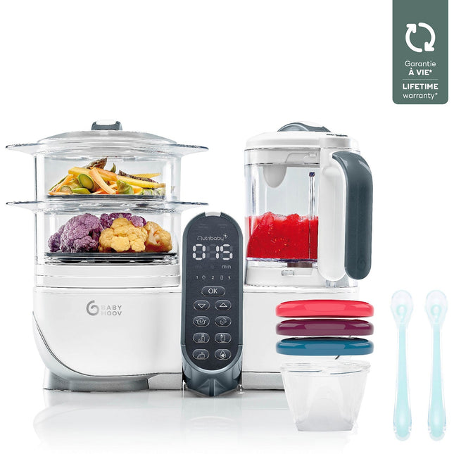 Mixeur Cuiseur Bébé BABYMOOV Nutribaby+ White/3 babybols+2 cuillères