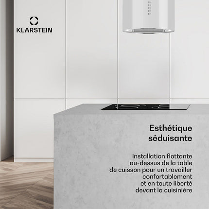 Hotte décorative îlot KLARSTEIN Beretta îlot 650m³/h Classe C Blanc Reconditionné