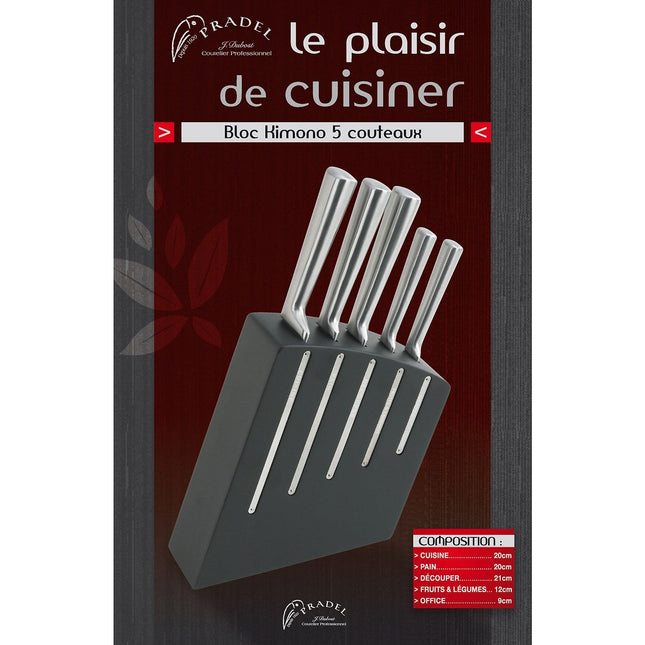 Bloc couteaux DUBOST Kimono Noir + 5 couteaux Inox
