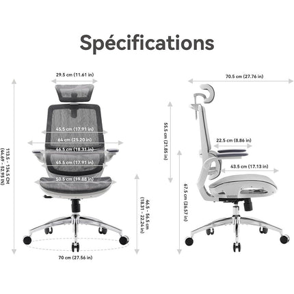 Fauteuil ergonomique SIHOO M59AS chaise ergonomique gris