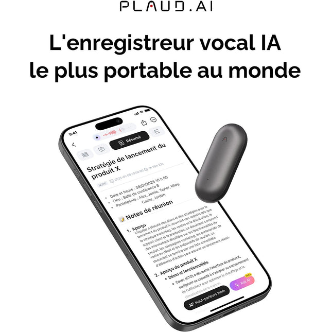 DICTAPHONE PLAUD NotePin Cosmic Gray & accessoires