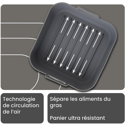 Panier ESSENTIELB Lot de 2 Carrés en Silicone Réutilisable - Moule Antiadhésif pour AirFryer & Four