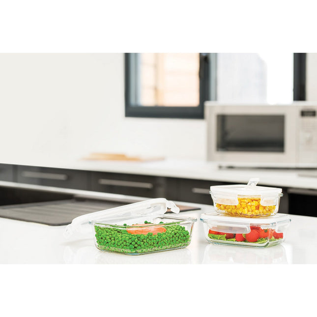 Boîte hermétique PEBBLY rectangulaire en verre lot de 3