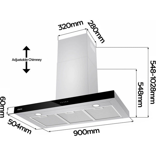 Hotte décorative murale CIARRA CBCS9102