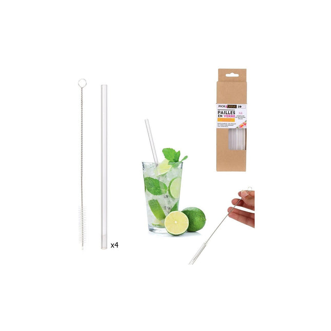 Paille COOK CONCEPT verre x4 avec goupillon