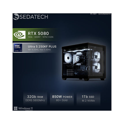 PC Gamer SEDATECH Intel Core Ultra 5 250KF PLUS, RTX5080,