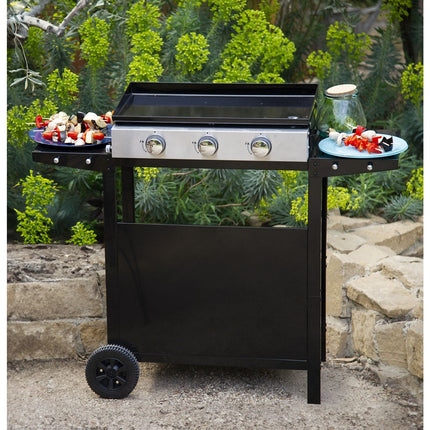 Plancha gaz HAPPY GARDEN Plancha au gaz MÉRIDA 3 brûleurs + chari