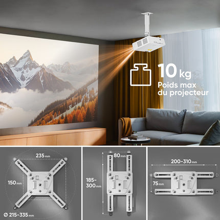 Support vidéoprojecteur ONKRON Plafond - mur, Articulé, 29-39 cm, K3A-W