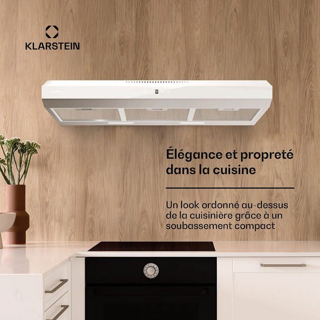 Hotte casquette KLARSTEIN ContempoNeo 90cm encastrée 175m³/h blanc