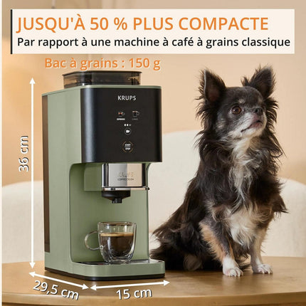 Expresso Broyeur KRUPS Coffee Crush, Machine à café à grains, ultra compacte SA401LE0