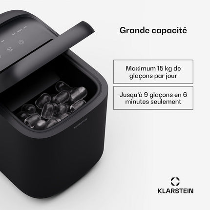 Machine à glaçons KLARSTEIN SparkIce 1.5L 15kg/24h AutoClean