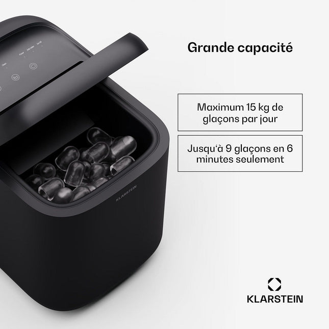 Machine à glaçons KLARSTEIN SparkIce 1.5L 15kg/24h AutoClean