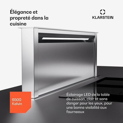 Hotte escamotable KLARSTEIN Royal Flush Eco 90cm 604m³/h A++ inox