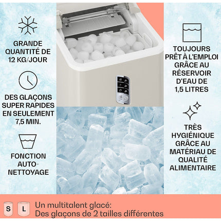 Machine à glaçons KLARSTEIN Albaron - 12 kg/24 - Crème
