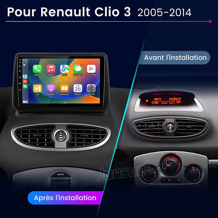 Autoradio connecté JUNSUN pour Renault Clio 3 2005-14 128G Carplay