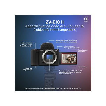 Appareil photo Hybride SONY ZV-E10 II + E PZ 16-50 mm 3.5-5.6 OSS II