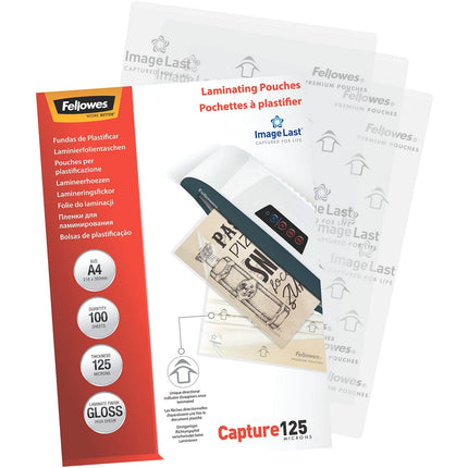Consommable de bureau pour plastifieuse FELLOWES Pochettes A4 125mic x100