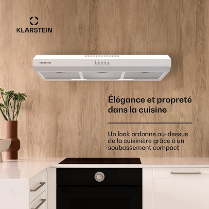 Hotte casquette KLARSTEIN Contempo 90cm encastrée 200m³/h blanc
