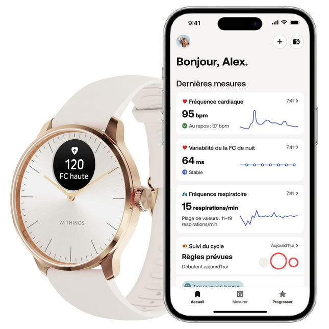 Montre santé WITHINGS Scanwatch Light Gold