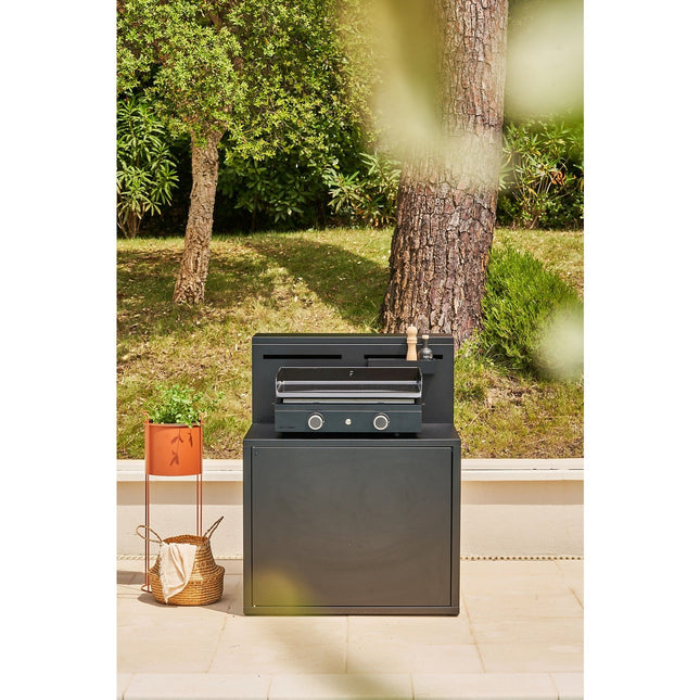 Meuble de cuisine extérieure FORGE ADOUR SPAF CBN meube pour plancha, porte rangement, pieds réglables, largeur 90 cm