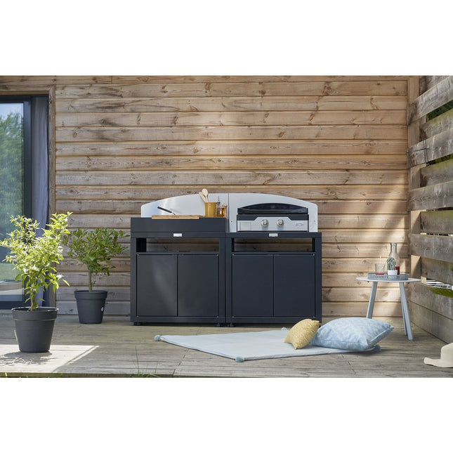 Meuble de cuisine extérieure LE MARQUIER avec tablette 80 x 55 cm noir