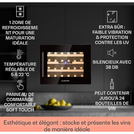 Cave à vin de service KLARSTEIN Vinsider 24 Built-In Onyx 24 bouteilles