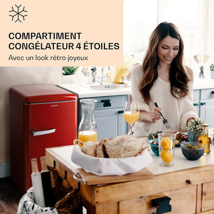 Congélateur armoire KLARSTEIN Laika 60L 3 tiroirs -18 à 0 °C E rouge