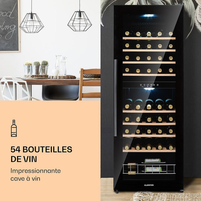 Cave à vin polyvalente KLARSTEIN Barossa 54 Duo 148L 54bt Noir