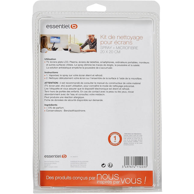 Kit de nettoyage ESSENTIELB spray 125ml+micro fibre 20x20cm