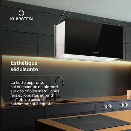 Hotte décorative îlot KLARSTEIN Kronleuchter L 60cm 590 m³/h LED noir
