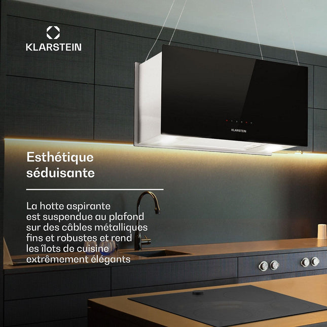 Hotte décorative îlot KLARSTEIN Kronleuchter L 60cm 590 m³/h LED noir