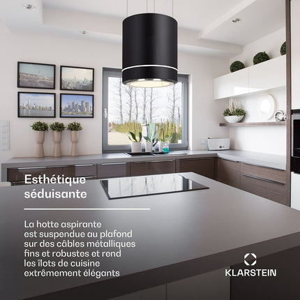 Hotte décorative îlot KLARSTEIN Tron Ambience Ø 38 cm 540 m³/h noir