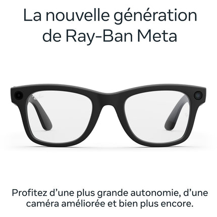 Lunettes connectées META Ray-Ban Wayfarer (Gen 1) Noir Brillant, Transparent