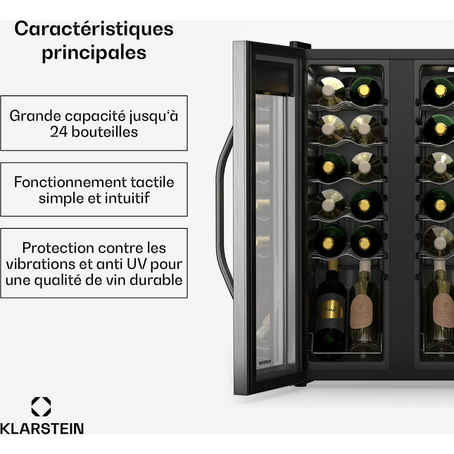 Cave à vin polyvalente KLARSTEIN Vinamour 2 zones tactile UV