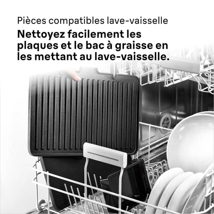 Grille-viande BRAUN CG9160 inox 2 zones de cuissson, plaques amovible, sonde, 37x23 cm