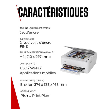 Imprimante jet d'encre CANON PIXMA TS4150i WH