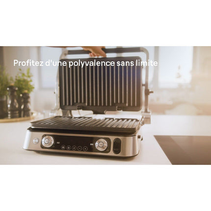 Grille-viande BRAUN CG9160 inox 2 zones de cuissson, plaques amovible, sonde, 37x23 cm