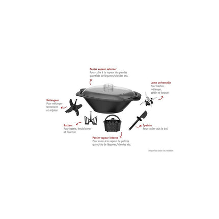 Robot cuiseur MOULINEX Clickchef noir HF456810 + cuiseur vapeur